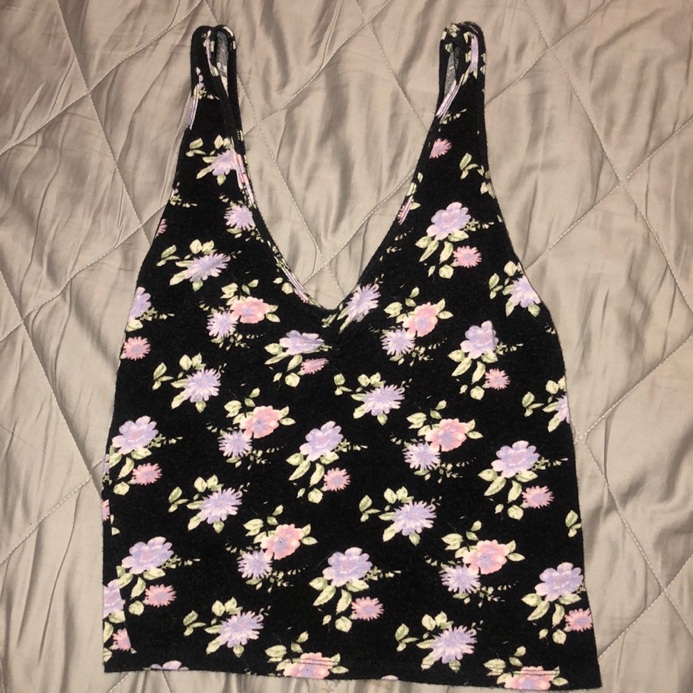 Black Floral tank top AE